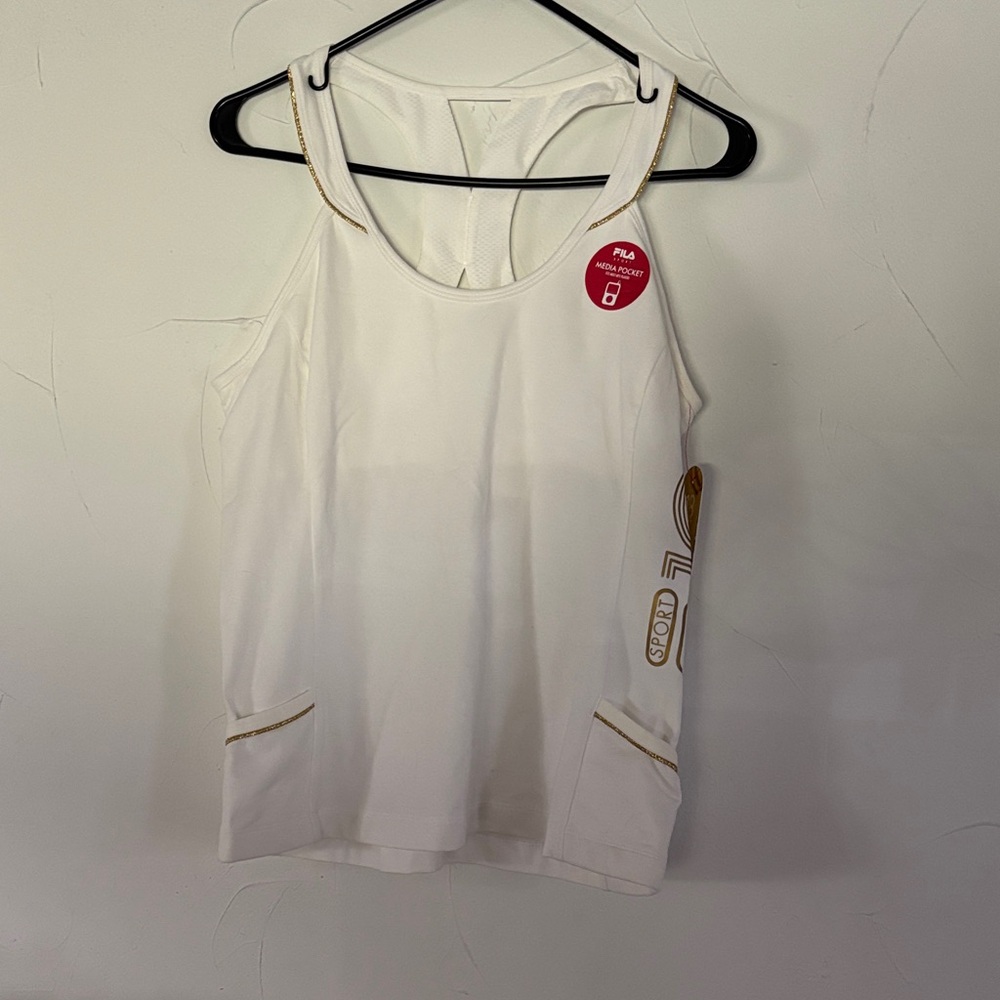 Fila White and Gold Women's Tank Top